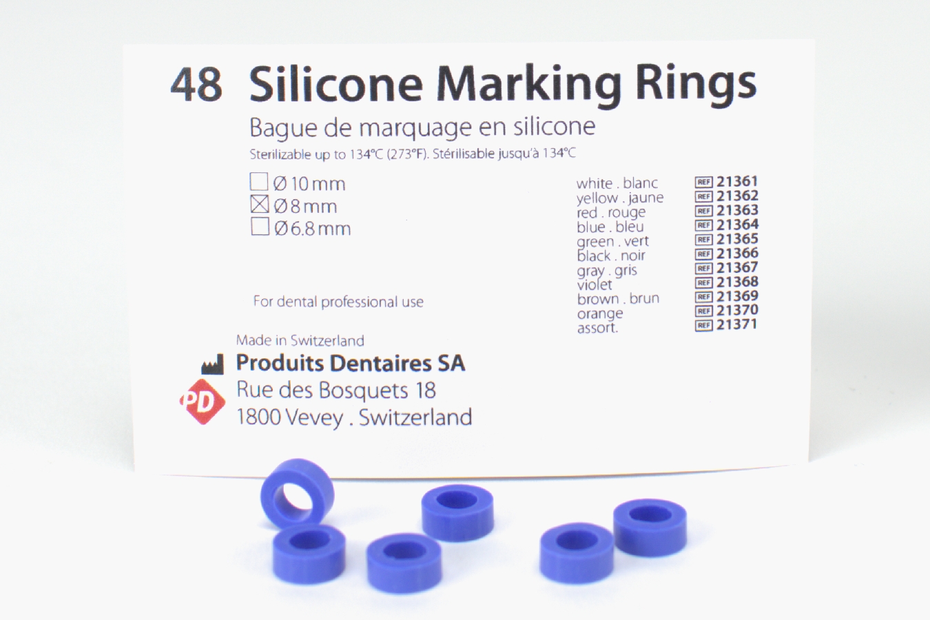 Silikon Ringe 8,0mm blau 48St