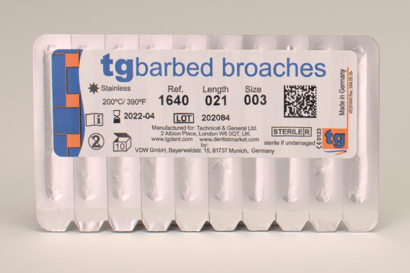tg Barbed Broach (025) Size xf 10pcs