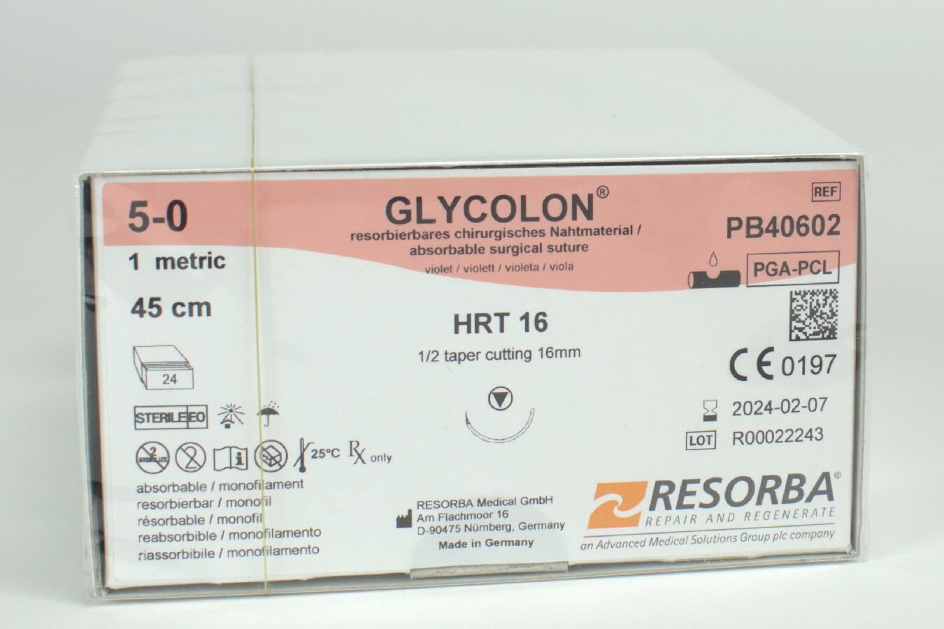 Glycolon violett 5/0 HRT16, 24 Stück