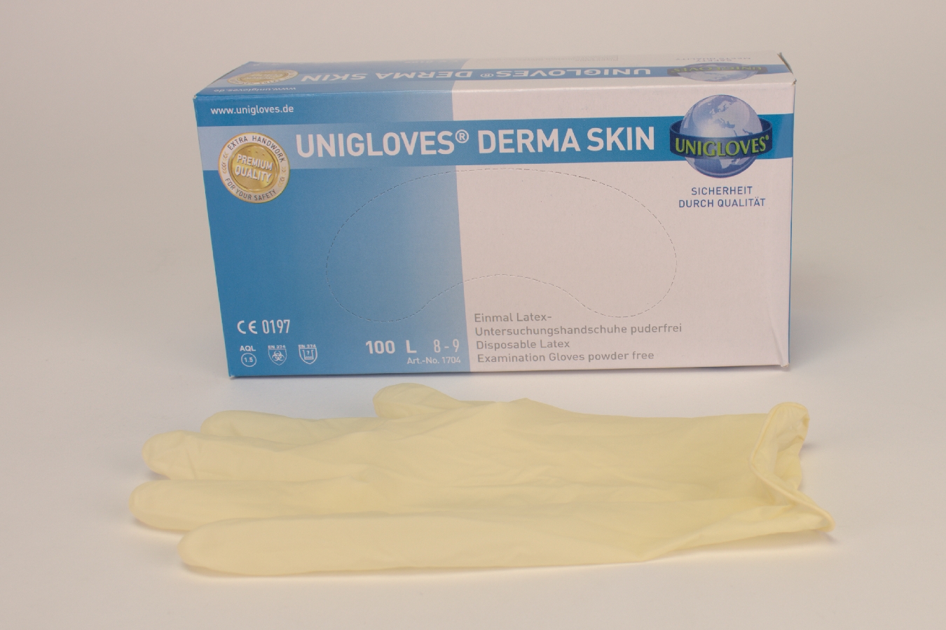 Derma Skin Latex Handsch. puderfrei L  100 Stück