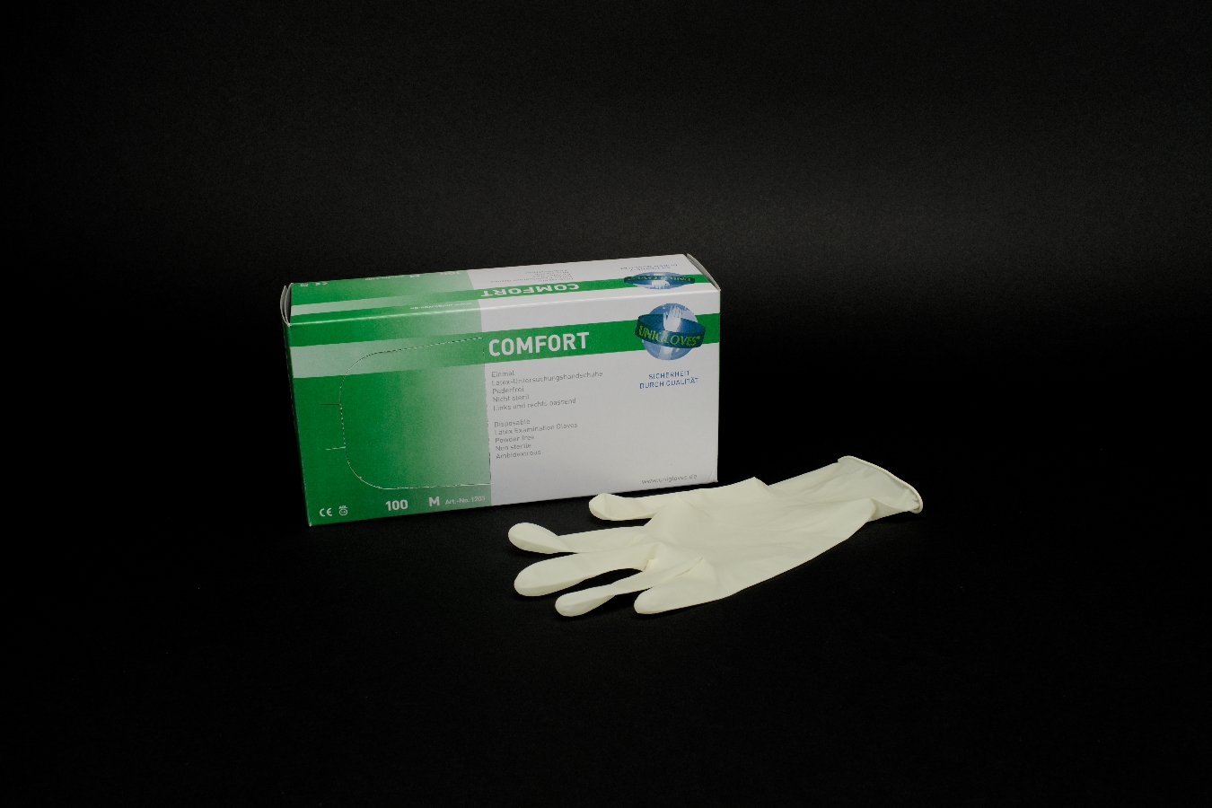 Praxis Produkte: Comfort Latex Handschuh pdfr M 100 Stück - Einmalhandschuhe, Einweghandschuhe  bestellen
