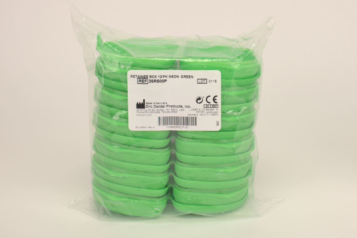 Spangenbox flach neon-grün  12 Stück