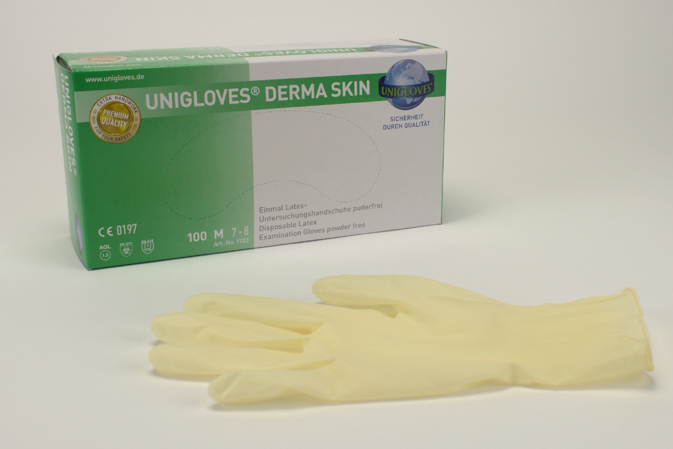 Derma Skin Latex Handsch. puderfrei M  100 Stück